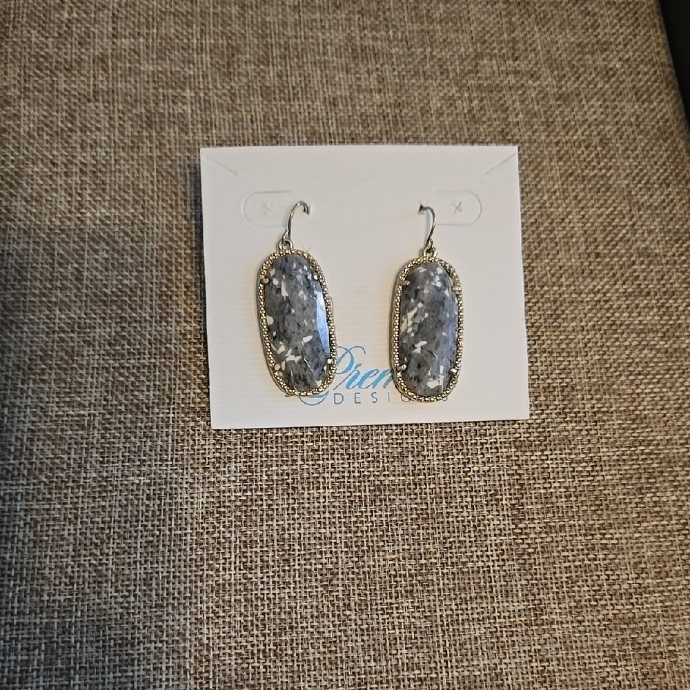 Premier Designs Gold and Gray Dangle Earrings